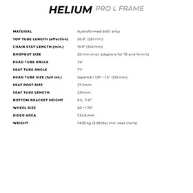 Radio Raceline,  Helium Pro L,  Cadre de BMX