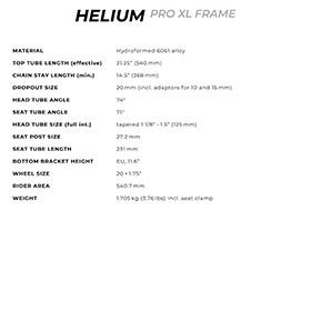 Radio Raceline,  Helium Pro XL,  Cadre de BMX