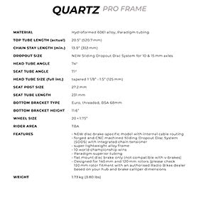 Radio Raceline,  Quartz Pro,  Cadre de BMX