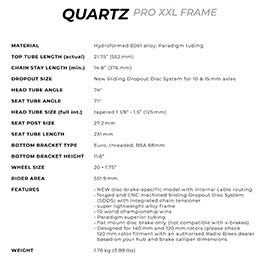 Radio Raceline,  Quartz Pro XXL,  Cadre de BMX