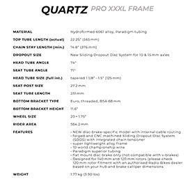 Radio Raceline,  Quartz Pro XXXL,  Cadre de BMX