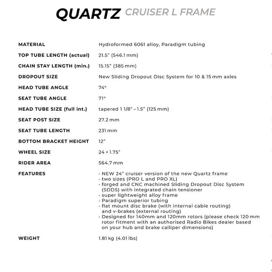 Radio Raceline,  Quartz Cruiser L,  Cadre de BMX