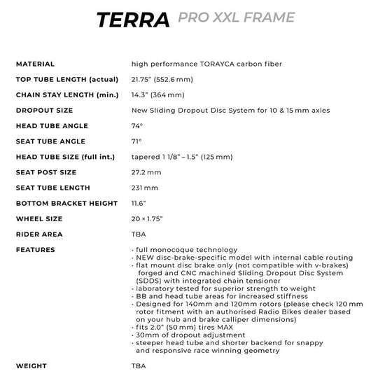 Radio Raceline,  Terra Disc Pro XXL,  Cadre de BMX