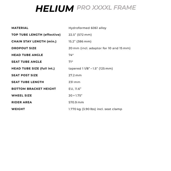 Radio Raceline,  Helium Pro XXXXL,  Cadre de BMX